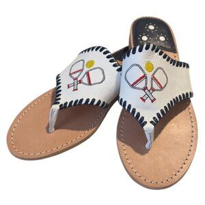 Jack Rogers Pickleball Embroidered Slip On Thong Sandals Size 8 NWOB